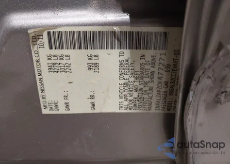 2012 Nissan Altima 2.5 S z USA, uszkodzony, nr VIN 1N4AL2AP2CN477271